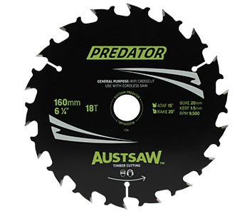 AUSTSAW TIMBER BLADE 160MM X 20/16 BORE X 18 T THIN KERF 